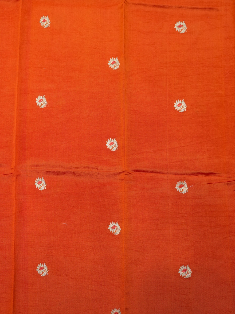 Handwoven Orange Motif Banarasi Katan Silk Suit