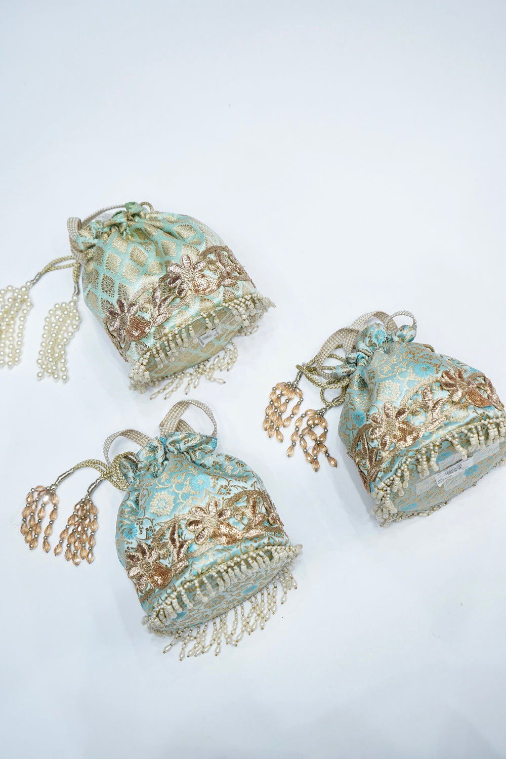 Floral Embroidered Banarasi Potli Bag