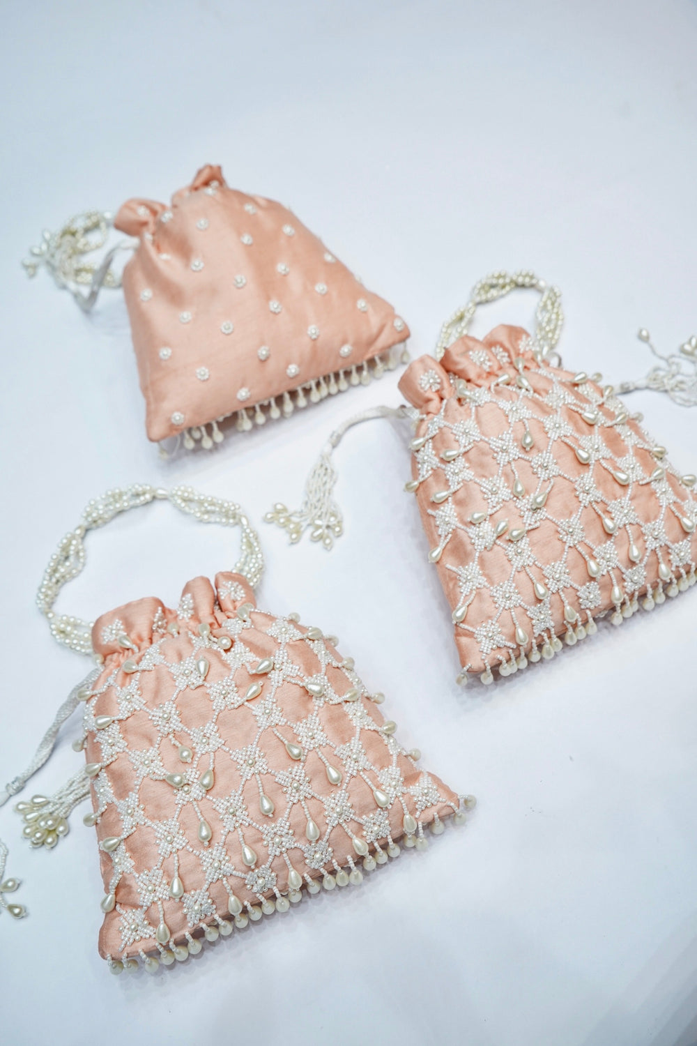 Pearl Embellished Banarasi Potli Bag