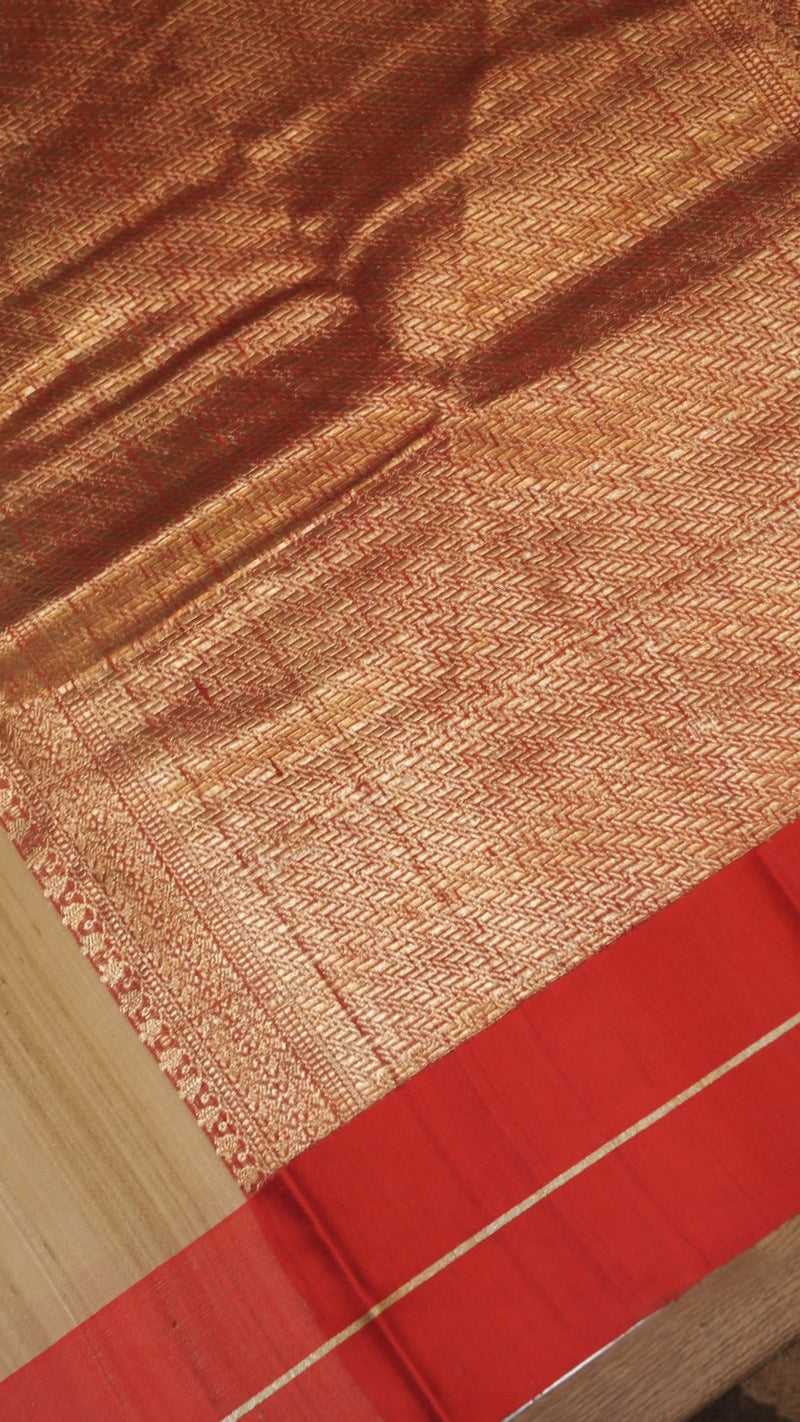 Handwoven Gold Tussar Silk Saree