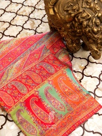 Handwoven Salmon Pink Pashmina Silk Saree