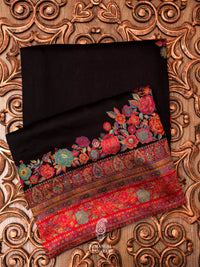Handwoven Charcoal Black Pashmina Silk Saree