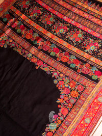 Handwoven Charcoal Black Pashmina Silk Saree