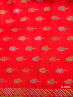 Handwoven Rose Gold Pashmina Silk Saree