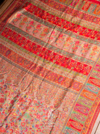 Handwoven Rose Gold Pashmina Silk Saree