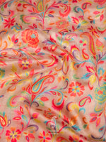 Handwoven Rose Gold Pashmina Silk Saree