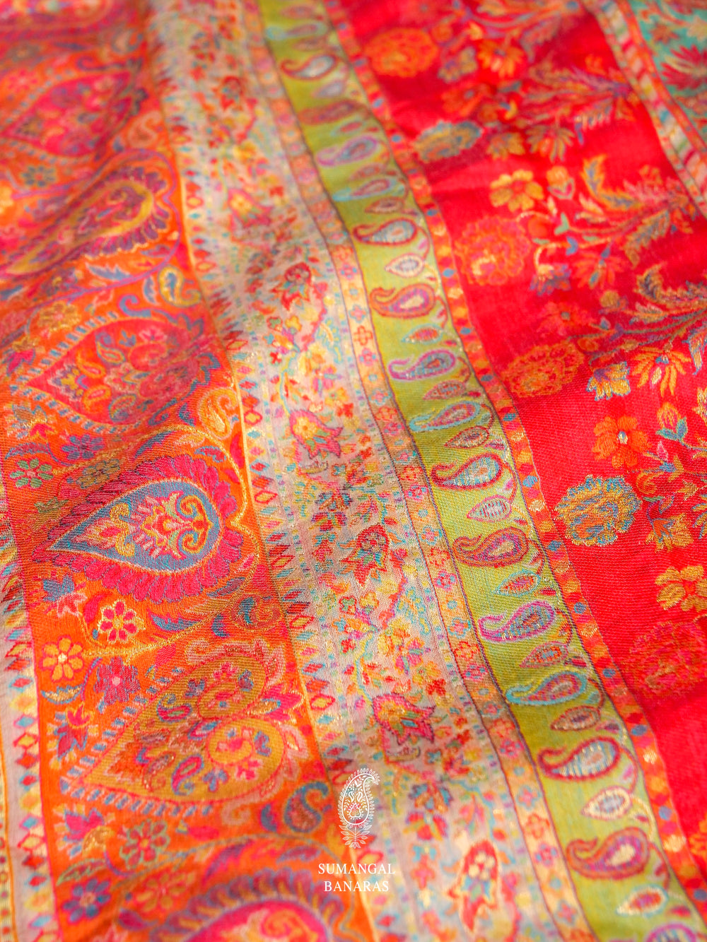 Handwoven Rose Gold Pashmina Silk Saree