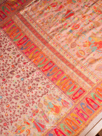Handwoven Rose Gold Pashmina Silk Saree