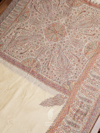 Handwoven Off White Pashmina Silk Saree