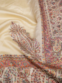 Handwoven Off White Pashmina Silk Saree
