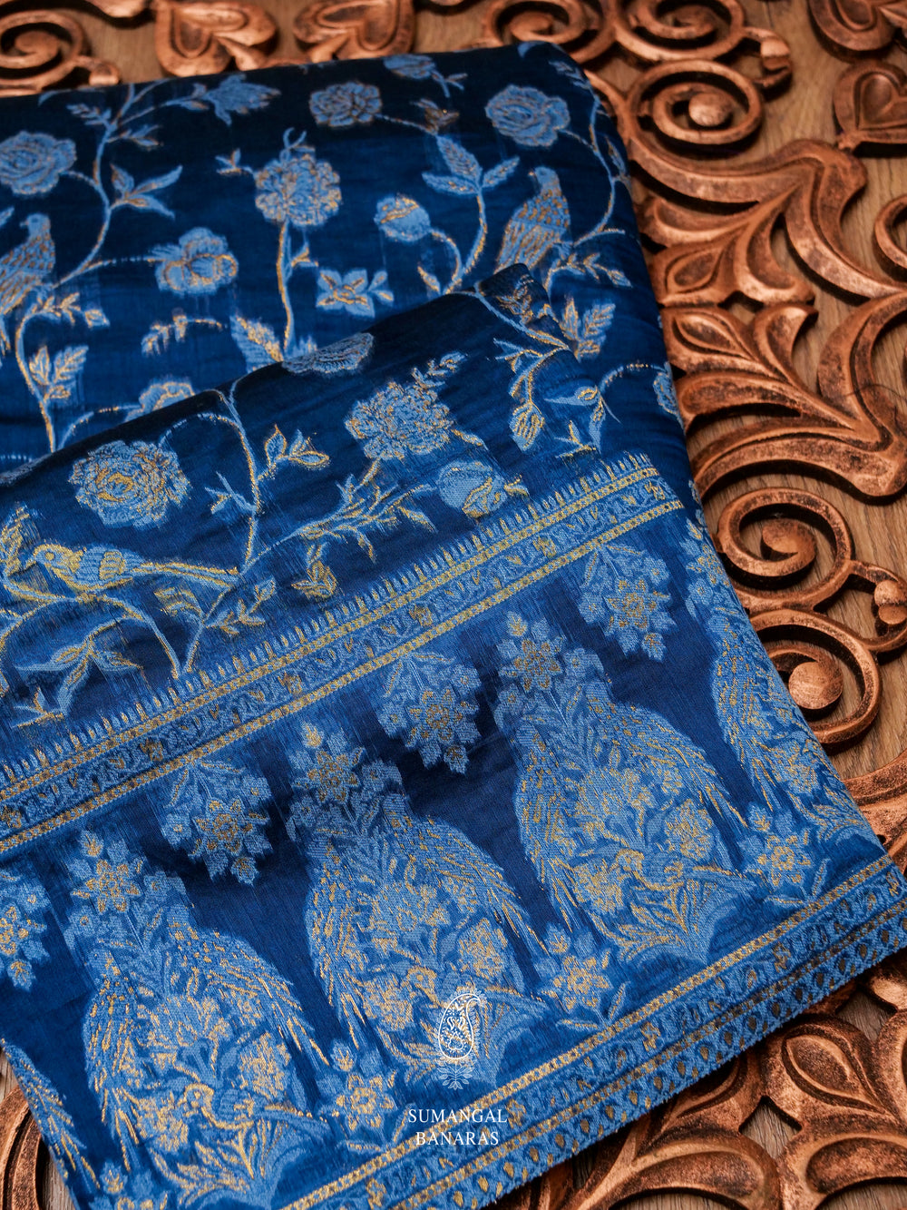 Handwoven Teal Blue Pashmina Silk Saree