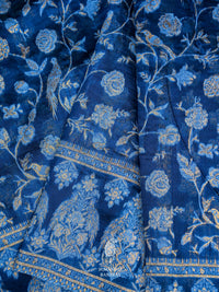 Handwoven Teal Blue Pashmina Silk Saree