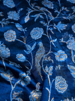 Handwoven Teal Blue Pashmina Silk Saree