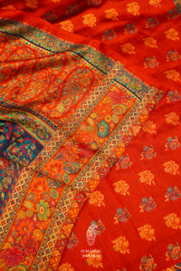 Handwoven Royal Blue Pashmina Silk Saree