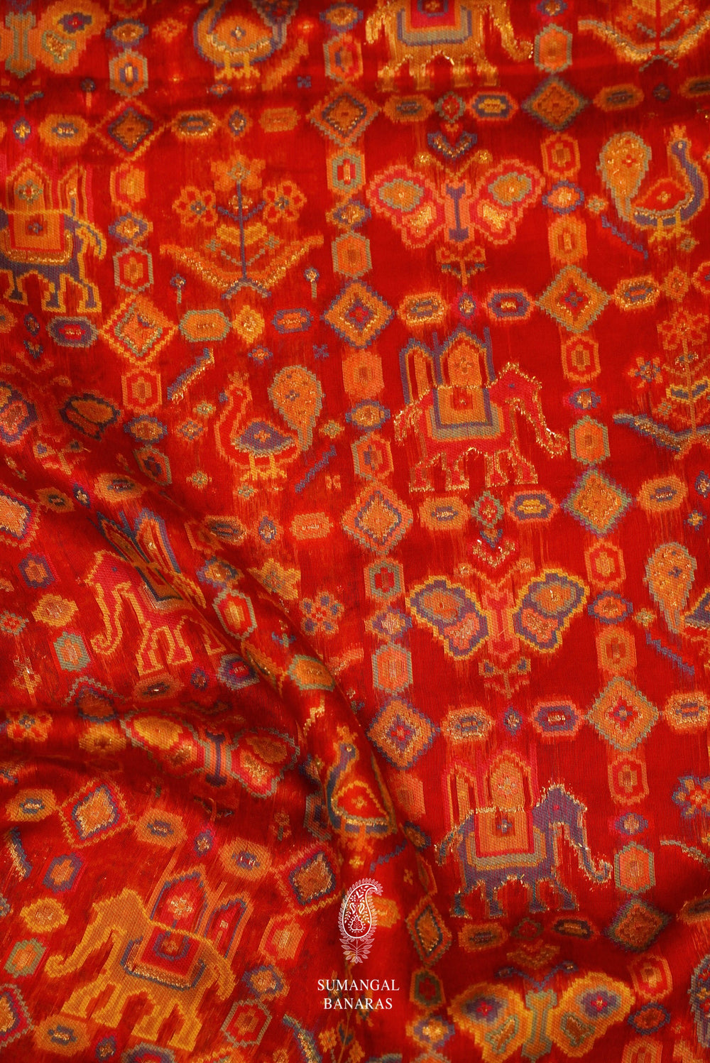Handwoven Classic Red Pashmina Silk Saree