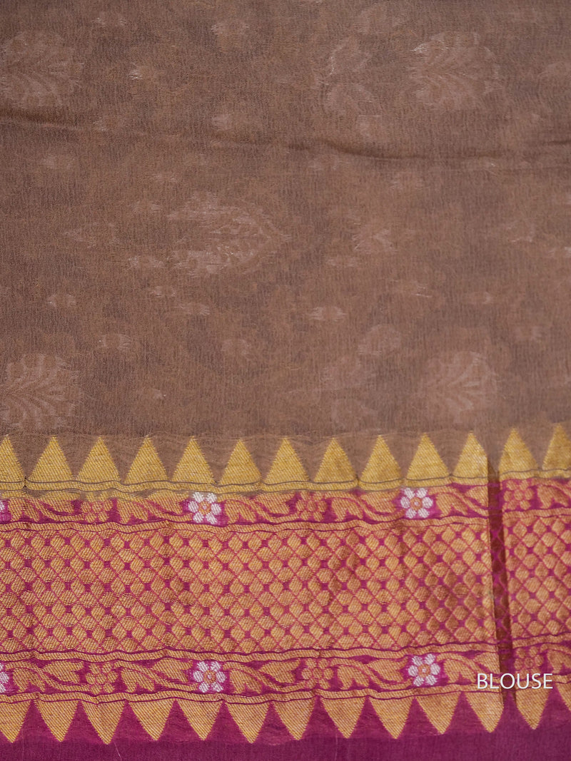 Handwoven Peanut Brown Meenakari Jaal Saree