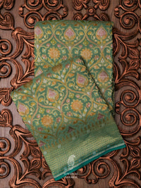 Handwoven Aqua Green Meenakari Jaal Saree