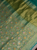 Handwoven Aqua Green Meenakari Jaal Saree