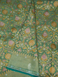 Handwoven Aqua Green Meenakari Jaal Saree