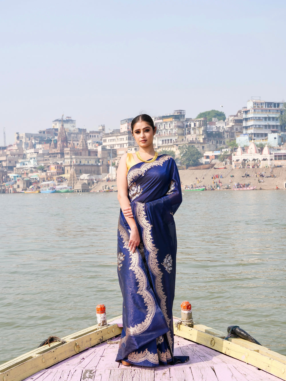 Handwoven Navy Blue Soft Silk Saree