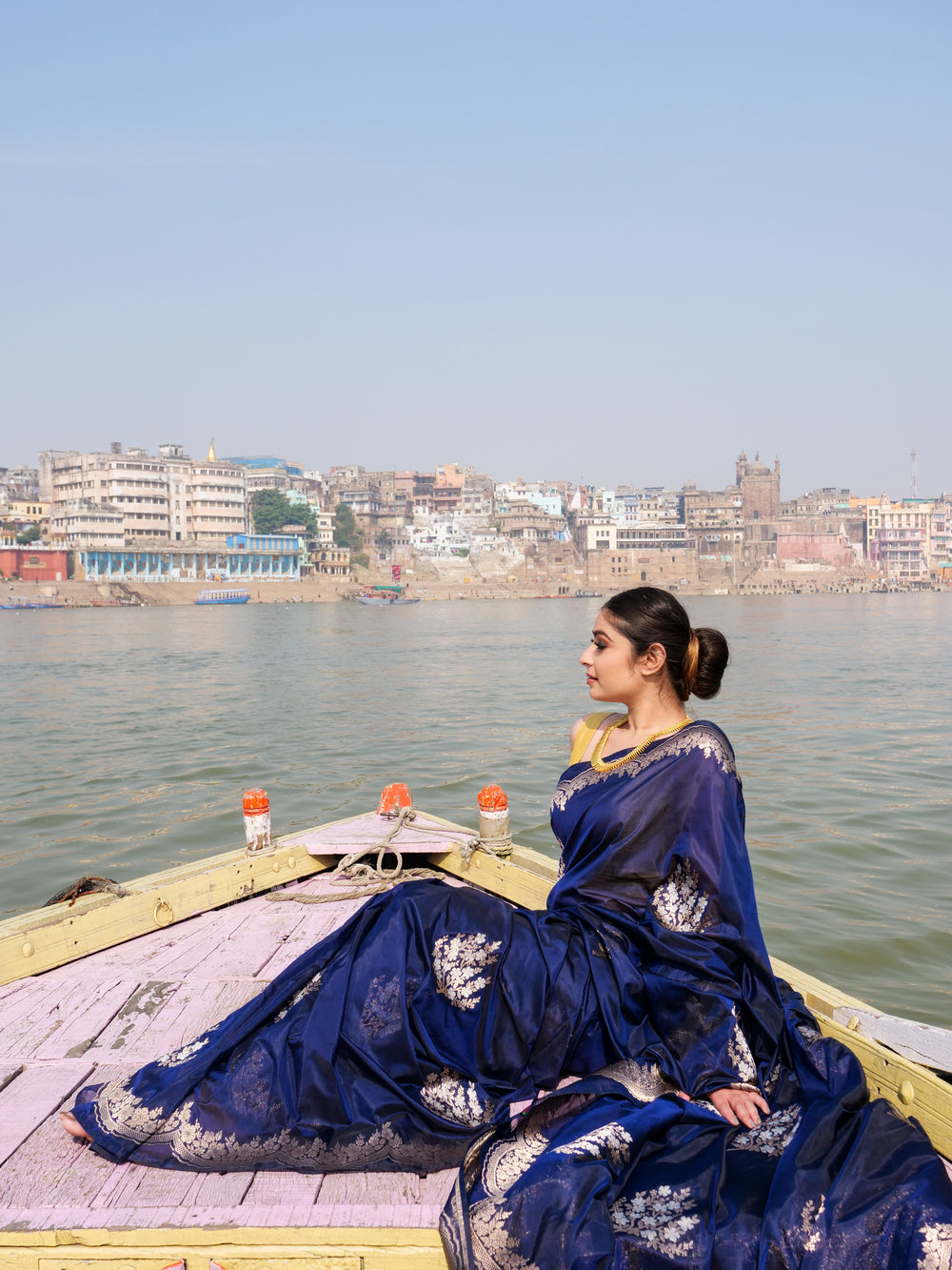 Handwoven Navy Blue Soft Silk Saree