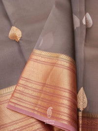 Handwoven Organza Silk Banarsi Shark Grey Saree