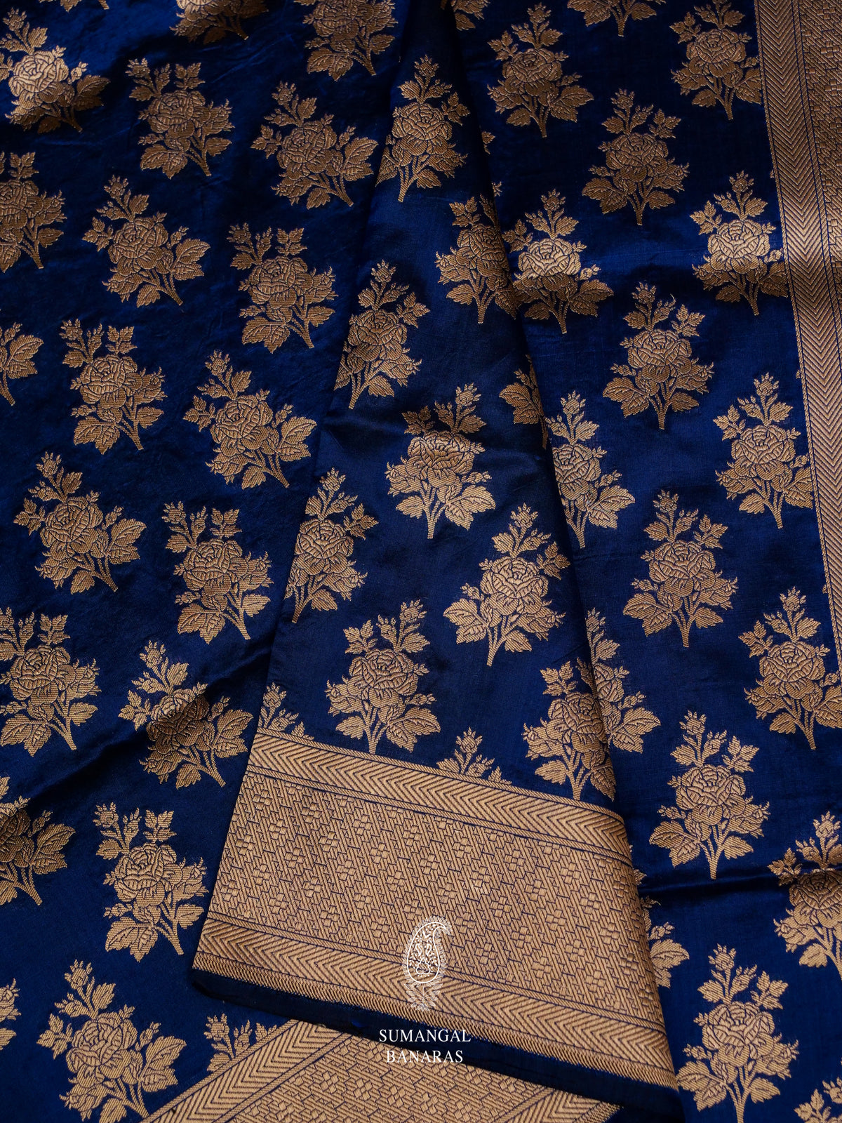 Handwoven Banarasi Royal Blue Katan Silk Saree