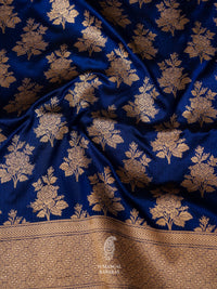 Handwoven Banarasi Royal Blue Katan Silk Saree
