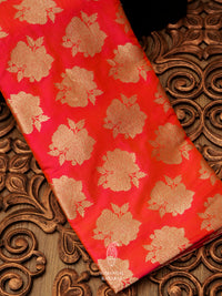 Handwoven Banarasi Coral Orange Katan Silk Saree
