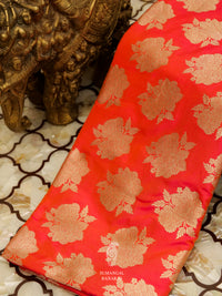 Handwoven Banarasi Coral Orange Katan Silk Saree