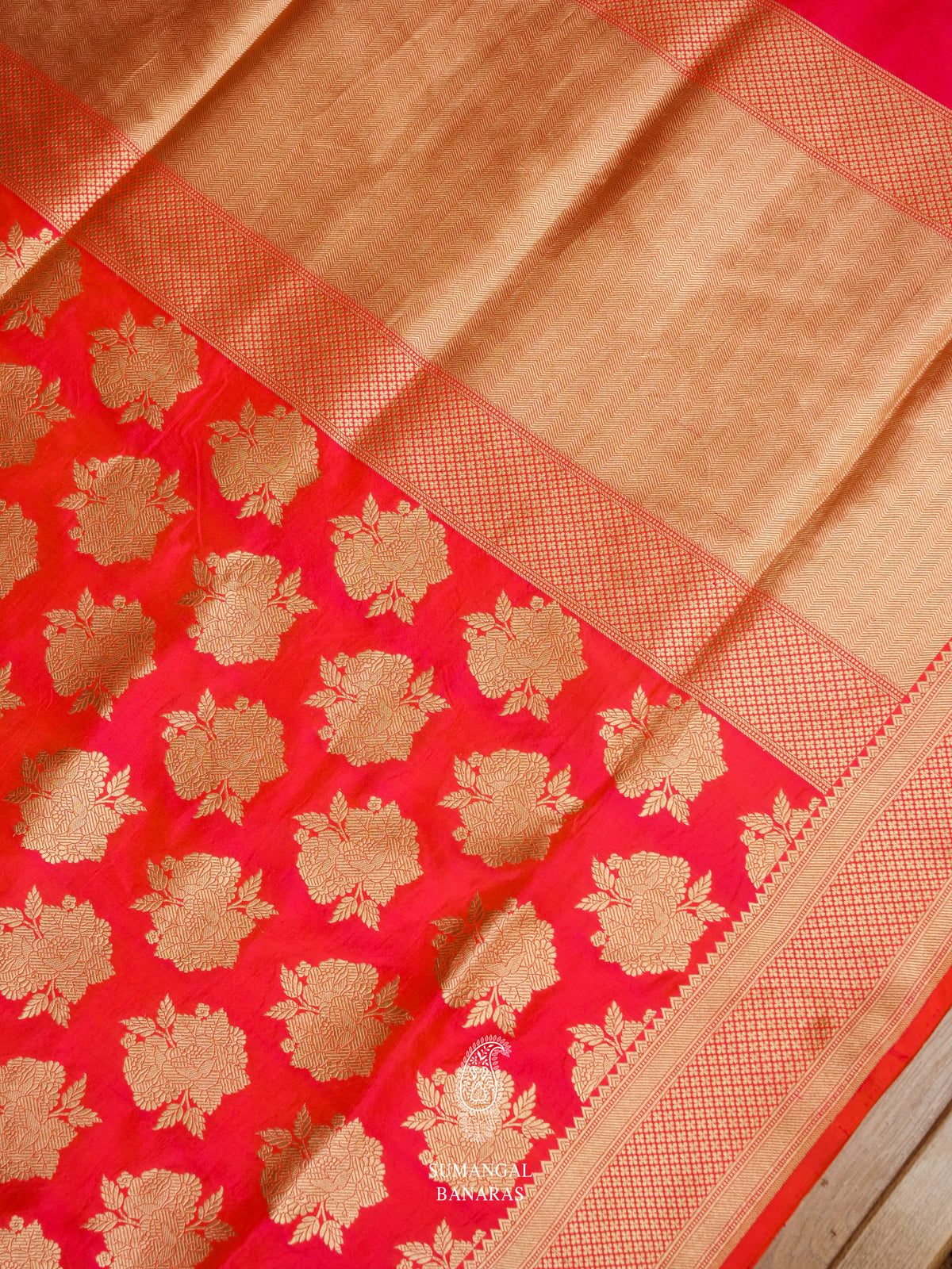 Handwoven Banarasi Coral Orange Katan Silk Saree