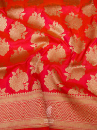 Handwoven Banarasi Coral Orange Katan Silk Saree
