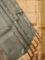 Handwoven Organza Silk Banarsi Mud Grey Saree