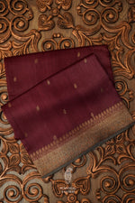 Handwoven Wine Tussar Silk Saree