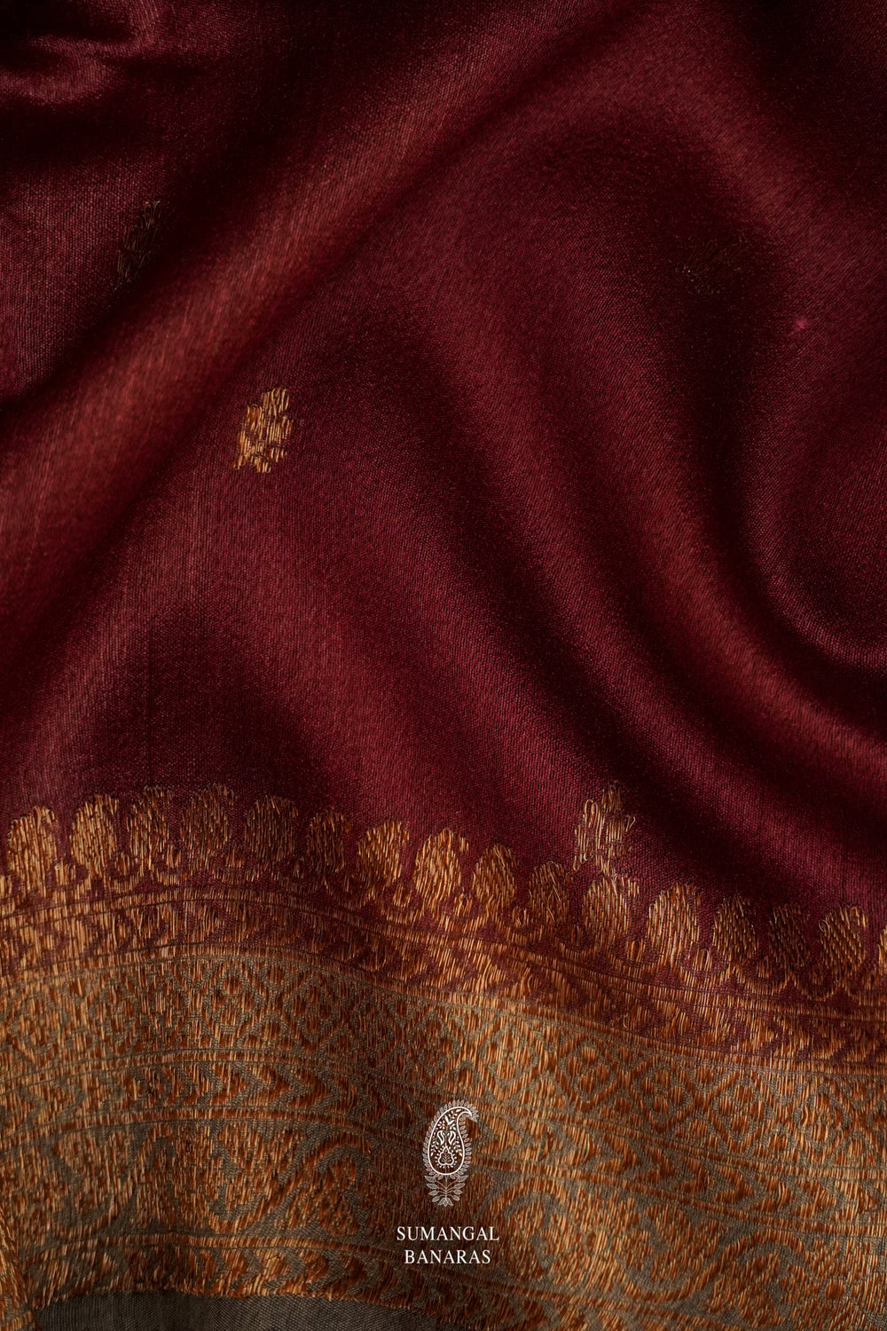 Handwoven Wine Tussar Silk Saree