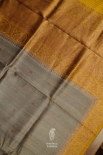 Handwoven Smoke Grey Tussar Silk Saree