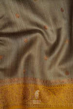 Handwoven Smoke Grey Tussar Silk Saree