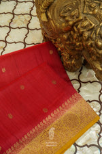 Handwoven Classic Red Tussar Silk Saree
