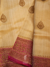 Handwoven Beige Tussar Silk Saree