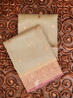 Handwoven Organza Silk Banarsi Muted Pink Saree