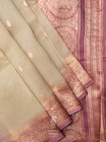 Handwoven Organza Silk Banarsi Muted Pink Saree