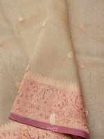 Handwoven Organza Silk Banarsi Muted Pink Saree