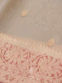 Handwoven Organza Silk Banarsi Muted Pink Saree