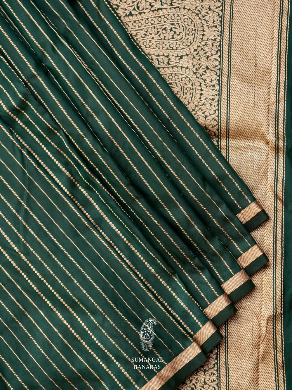 Handwoven Banarsi Emerald Green Katan Silk Saree