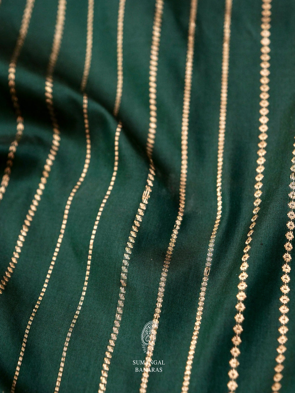 Handwoven Banarsi Emerald Green Katan Silk Saree