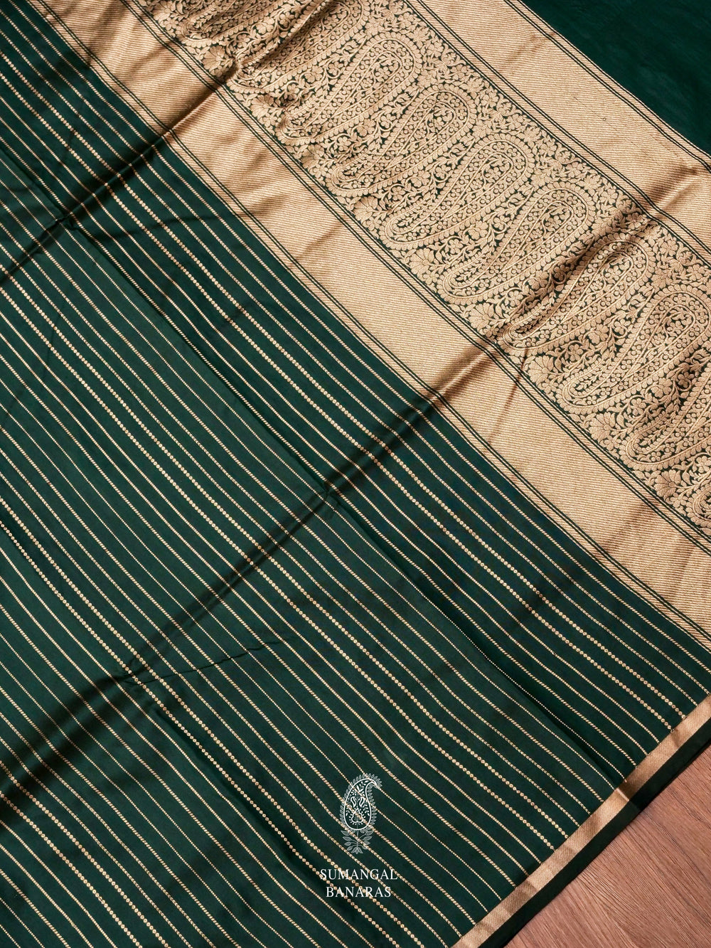 Handwoven Banarsi Emerald Green Katan Silk Saree