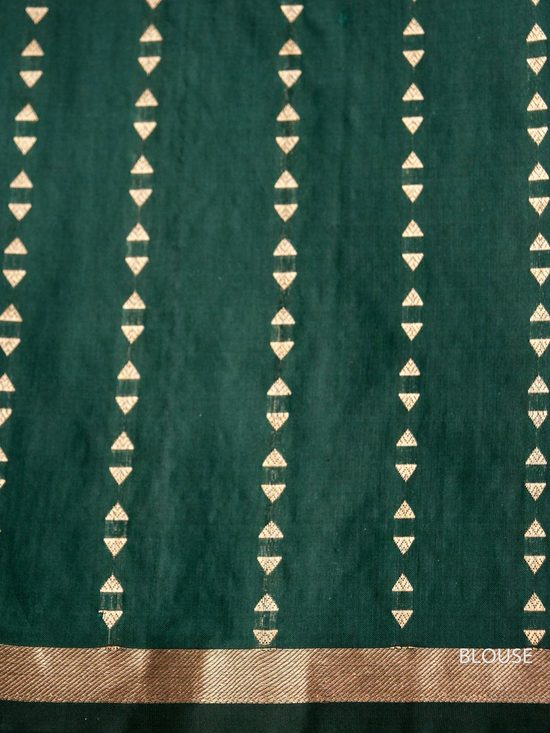 Handwoven Banarsi Emerald Green Katan Silk Saree