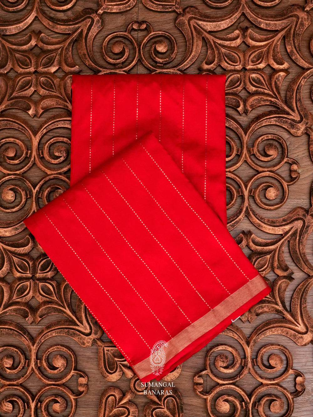 Handwoven Banarsi Hot Red Katan Silk Saree