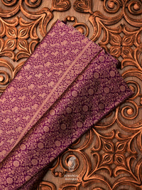 Handwoven Shikargah Indigo Purple Katan Silk Saree