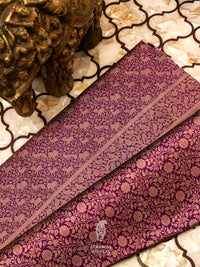 Handwoven Shikargah Indigo Purple Katan Silk Saree